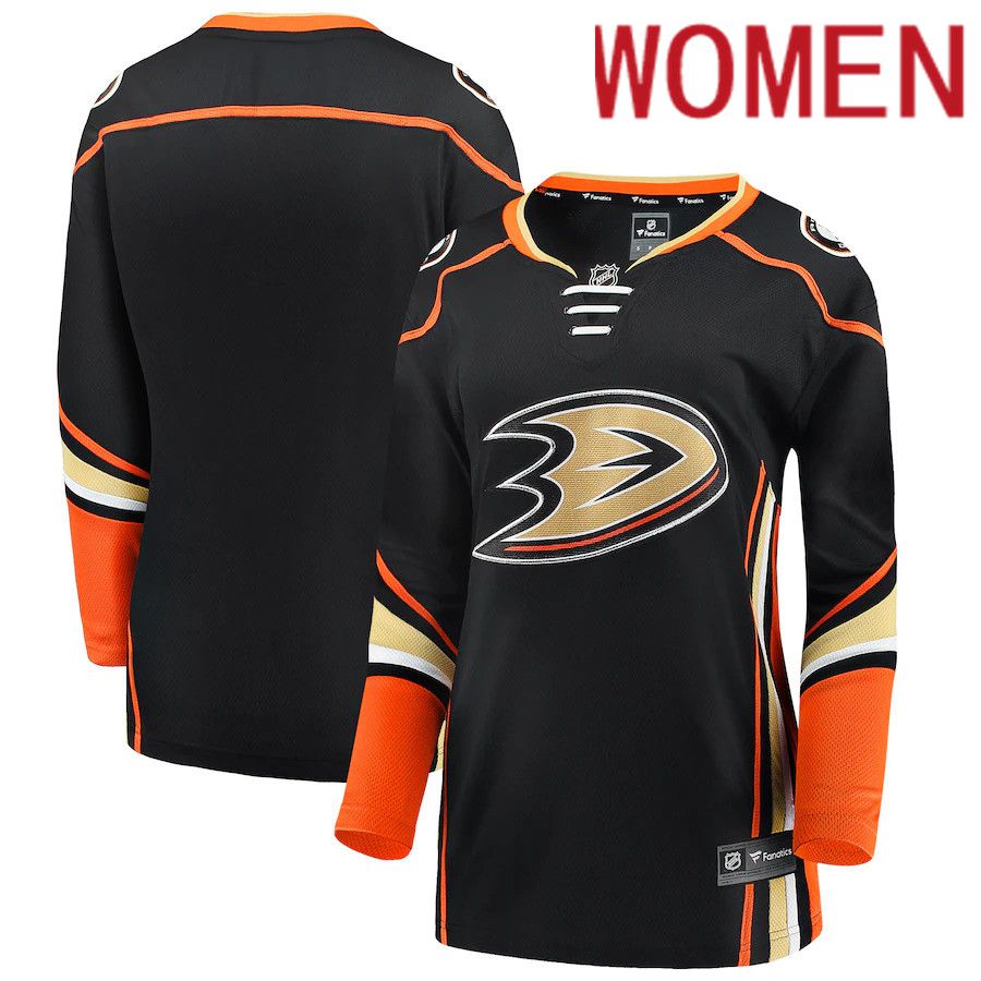 Women Anaheim Ducks Fanatics Branded Black Breakaway Home NHL Jersey